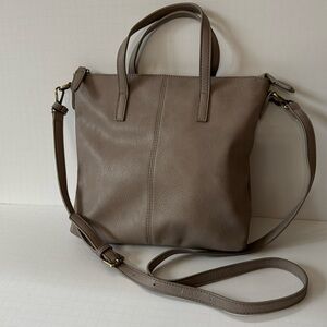 Joy Susan Tan Crossbody Vegan Leather Shoulder Strap & 2 Hand Handles